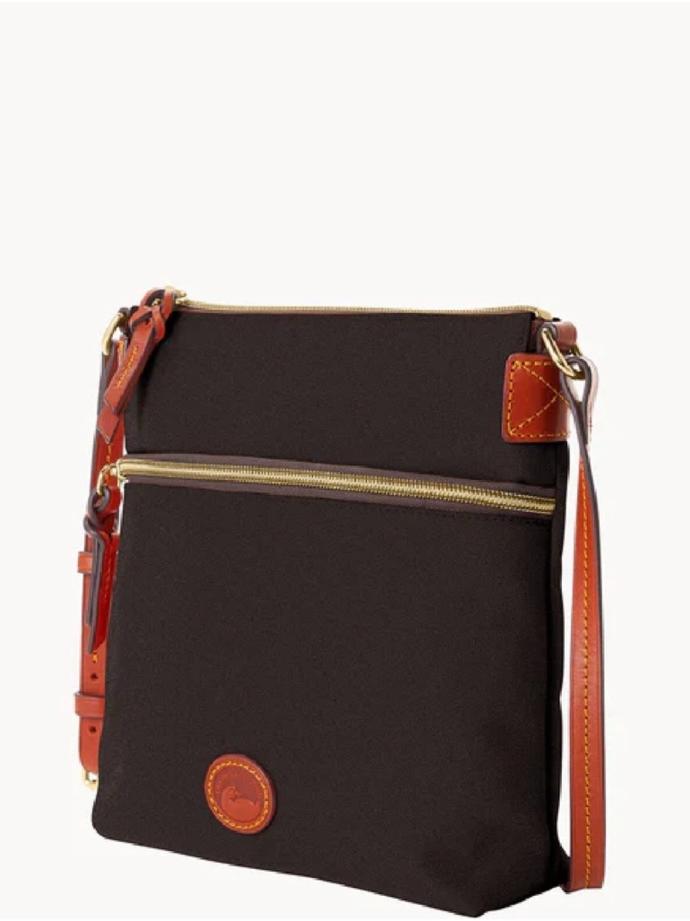 Dooney & Bourke Dark Brown Crossbody with Tan Trim